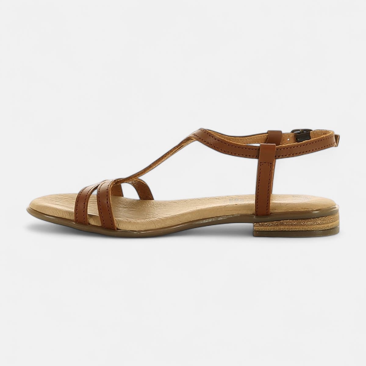 Sandales Femme en cuir cognac