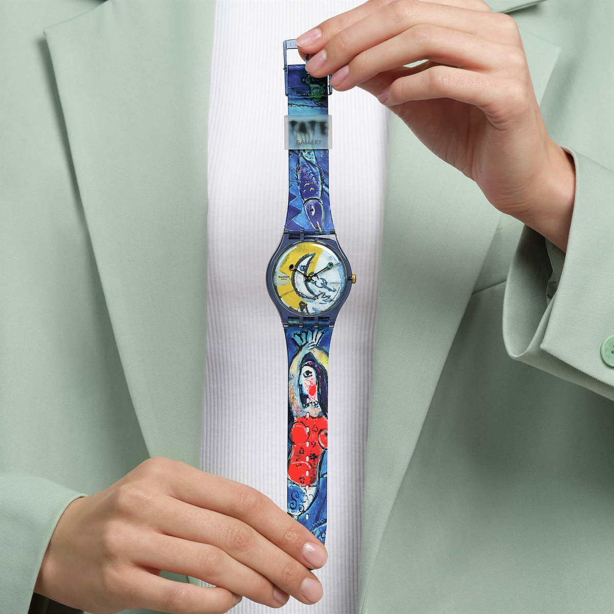 Montre SWATCH New gent bioceramic Chagall's blue circus homme bracelet silicone bleu