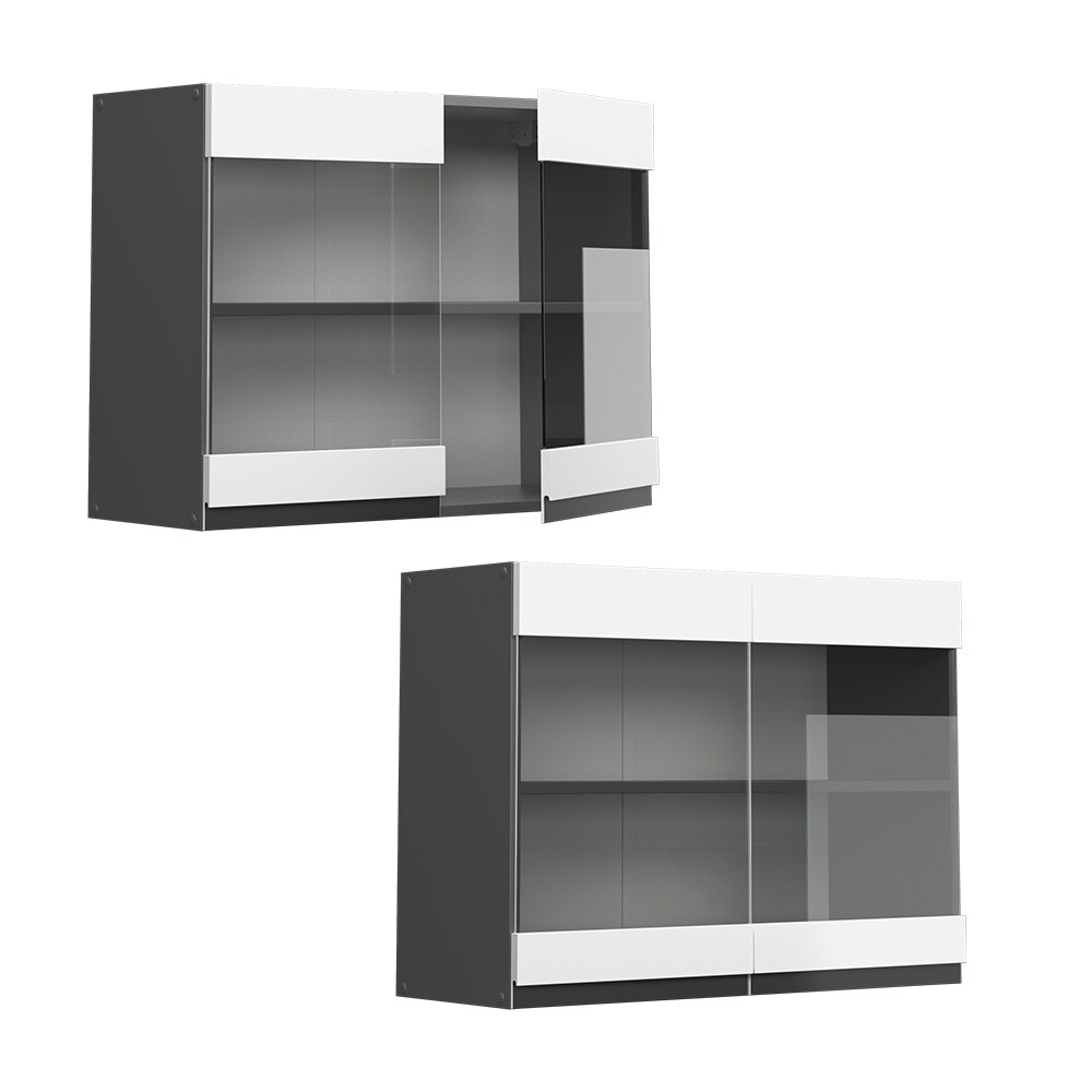 Vicco Glashängeschrank Küchenschrank Küchenmöbel R-Line J-Shape Anthrazit Weiß 80 cm modern