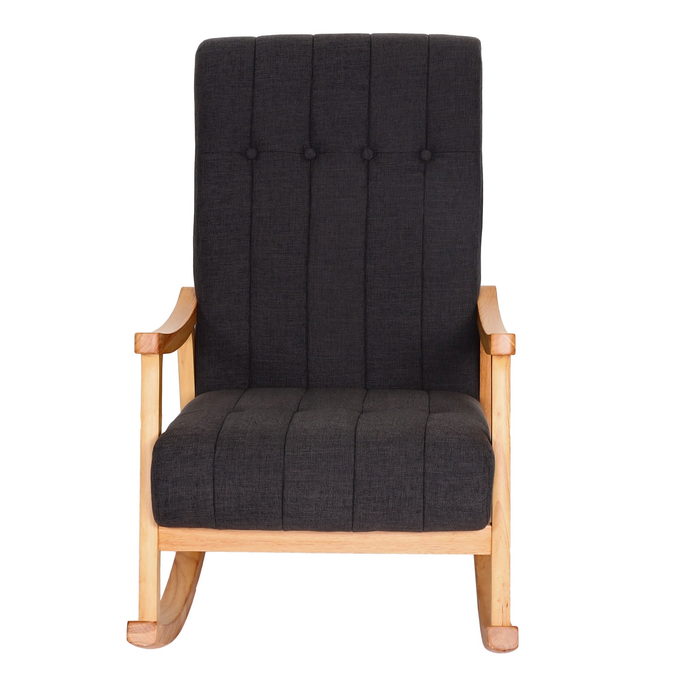 Schaukelstuhl MCW-K10, Schaukelsessel Schwingstuhl Relaxsessel MVG ~ Stoff/Textil dunkelgrau, Gestell braun