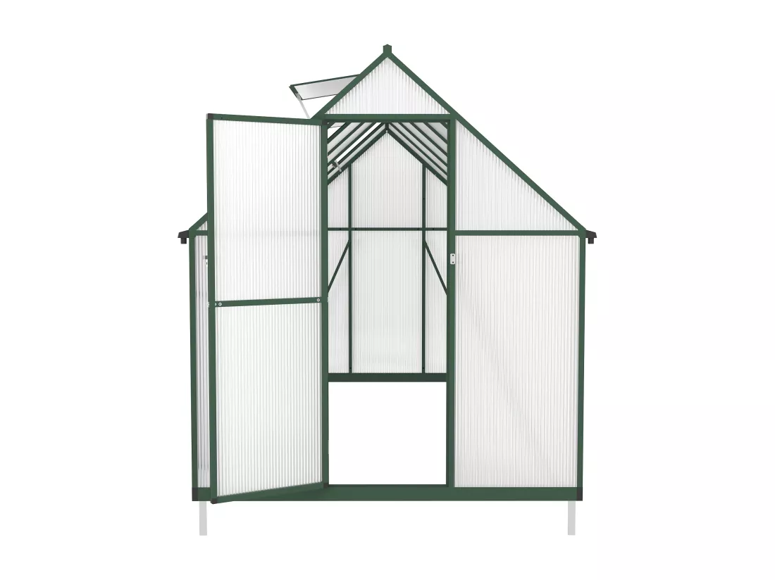 Serre de jardin en polycarbonate et aluminium - 6 m² - Vert - ASTELIA