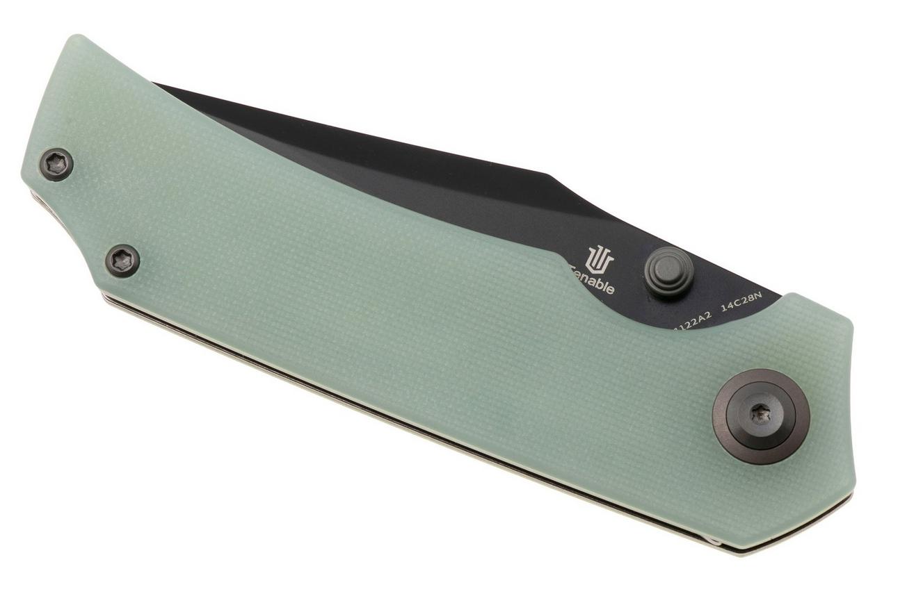 Tenable Knives Fermi T1122A2 Black Coated 14C28N, Jade G10, zakmes, Burchtree design
