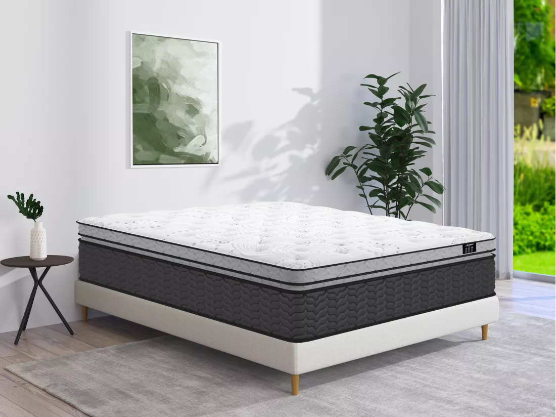Matelas 160 x 200 cm hybride ressorts ensachés et surmatelas intégré ép.30cm - GAMIANI de YSMÉE