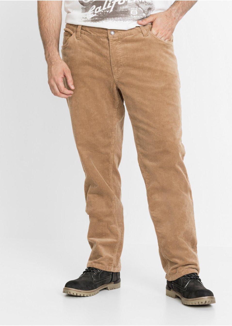 Pantalon velours côtelé extensible Classic Fit, Tapered