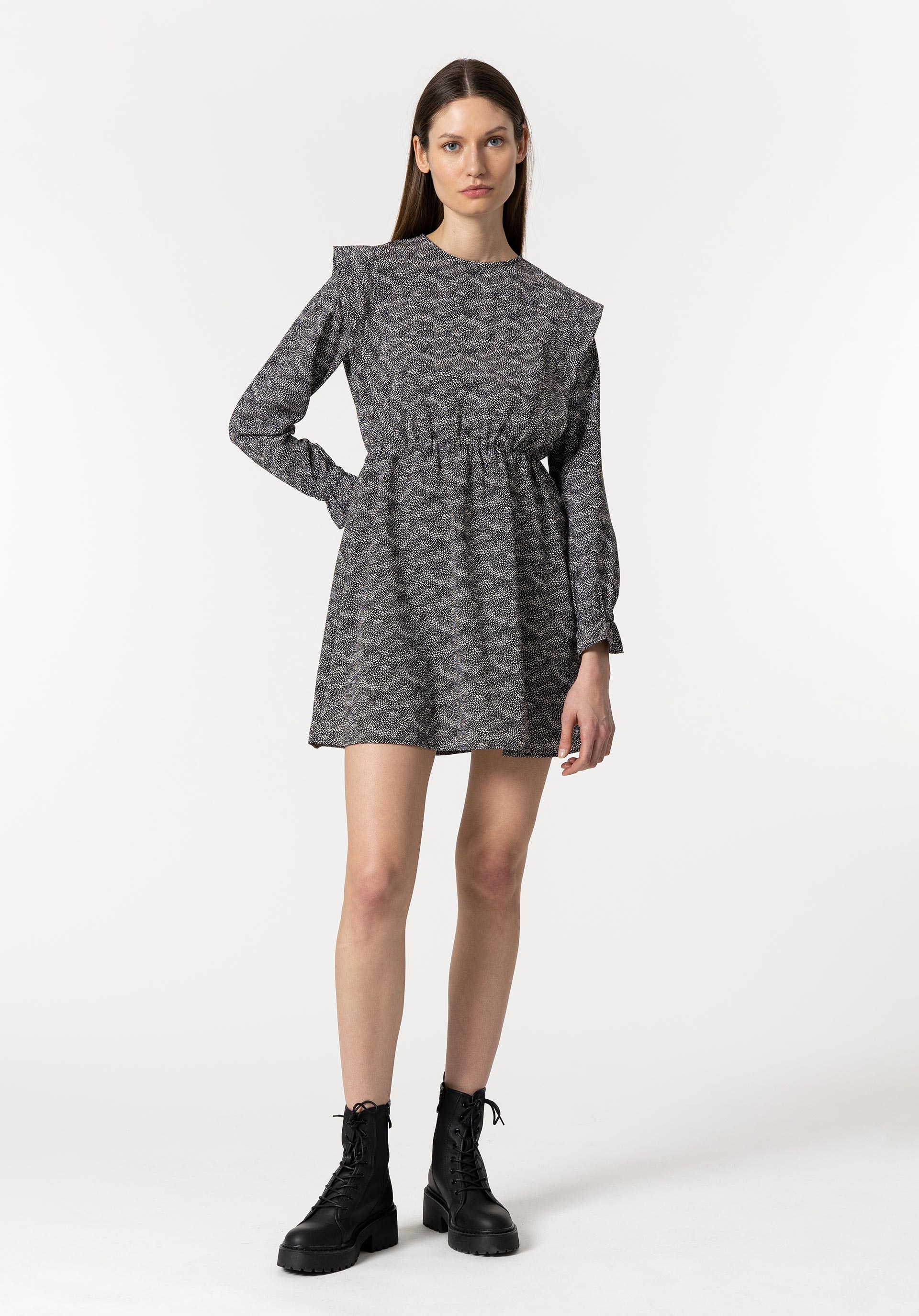 Vestido Estampado com Elástico na Cintura