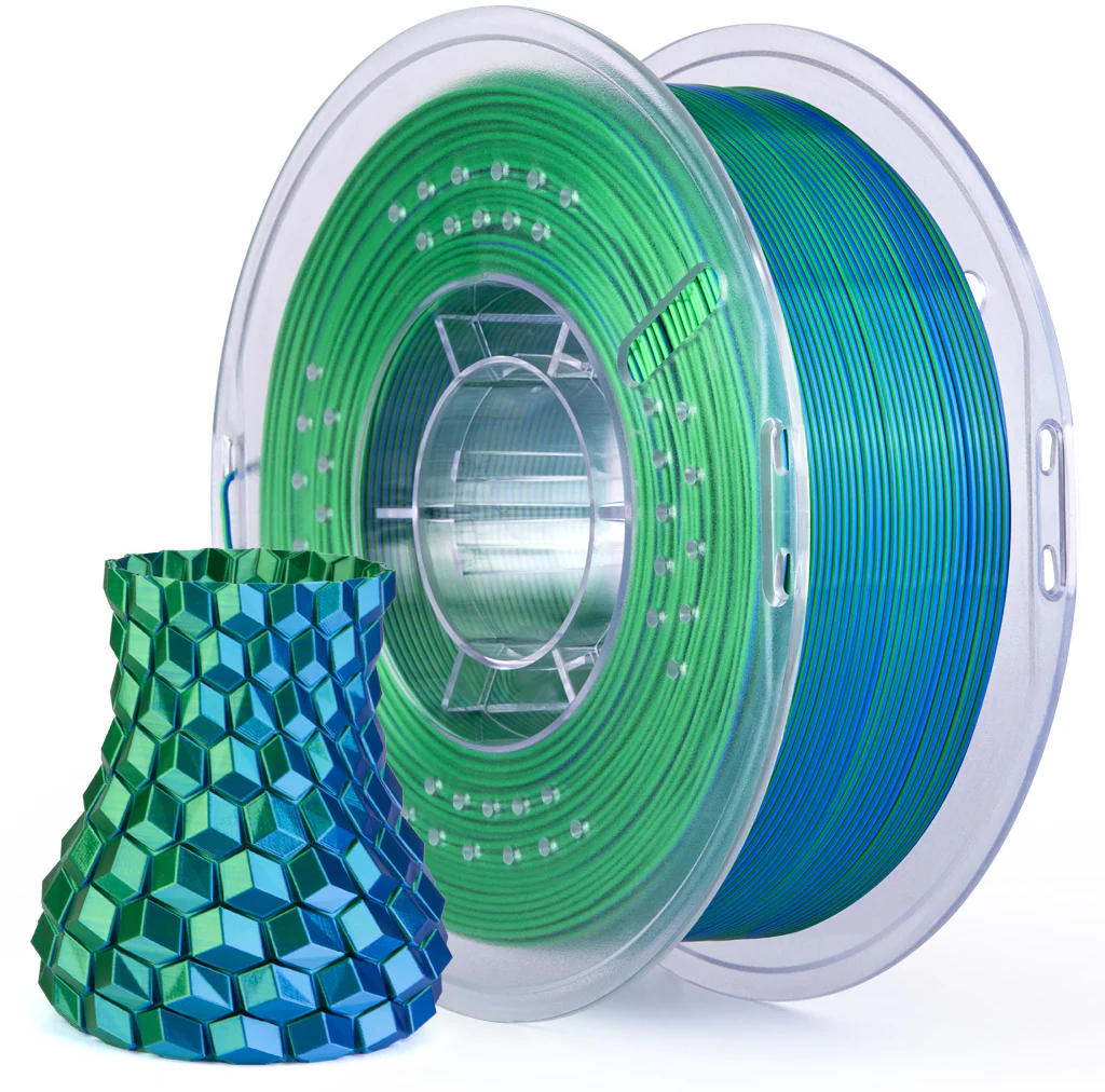 Elegoo  PLA Silk Blue Green, 1,75 mm / 1000 g    Mehrfarbiges PLA mit seidigem Finish in Blue Green