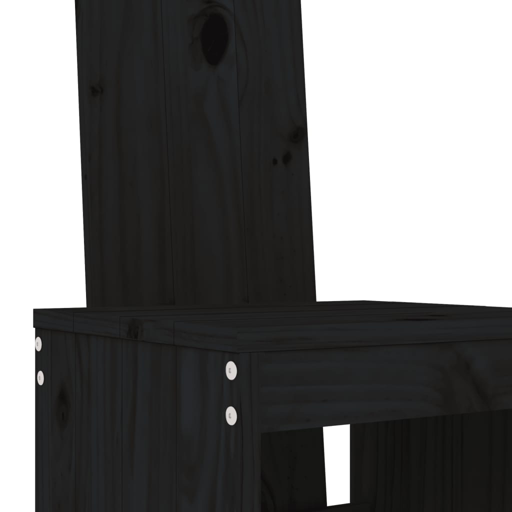 Tabourets de bar 2 pcs noir 40x42x120 cm bois massif de pin