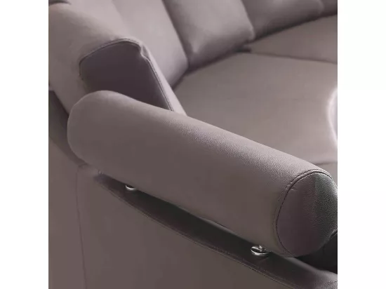 Canapé circulaire modulable en cuir vrai et cuir PU marron ROTUNDE