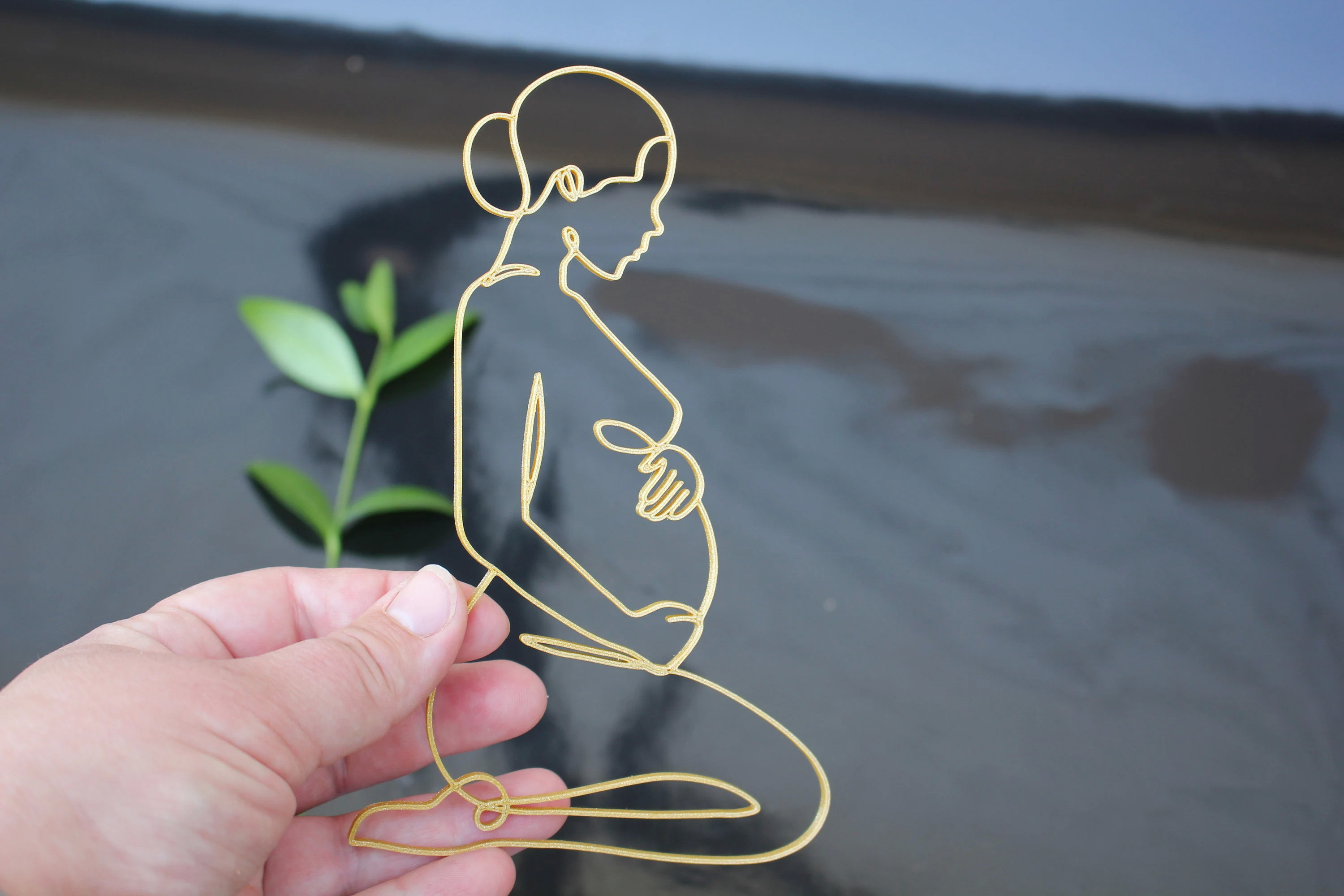 (115x65mm) Acryl Kuchenstecker Schwangere Frau Tortenstecker Topper Dekoration für Torten / Kuchen - Gold