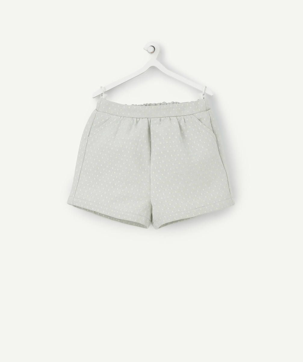 SHORT BÉBÉ FILLE VERT AVEC SURPIQÛRES COULEUR DORÉE