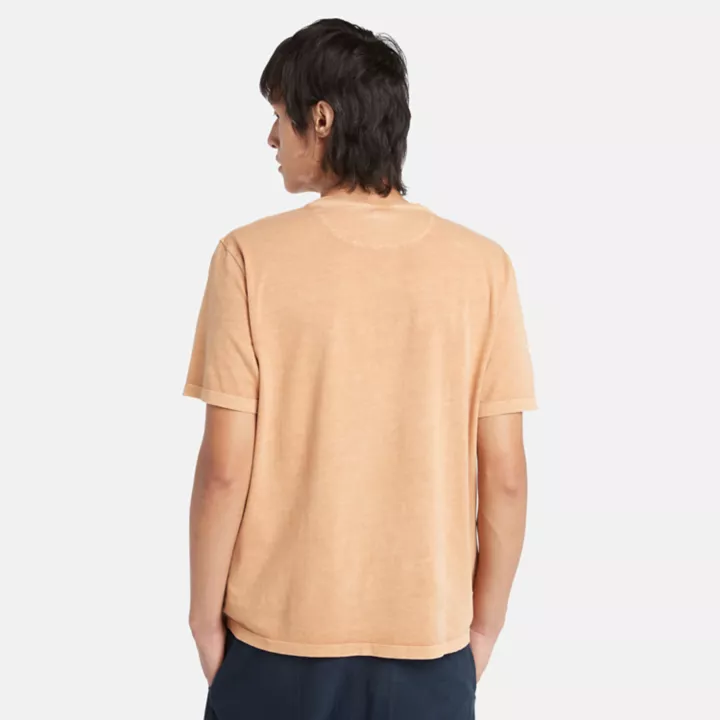 T-shirt teint en pièce pour homme en jaune foncé