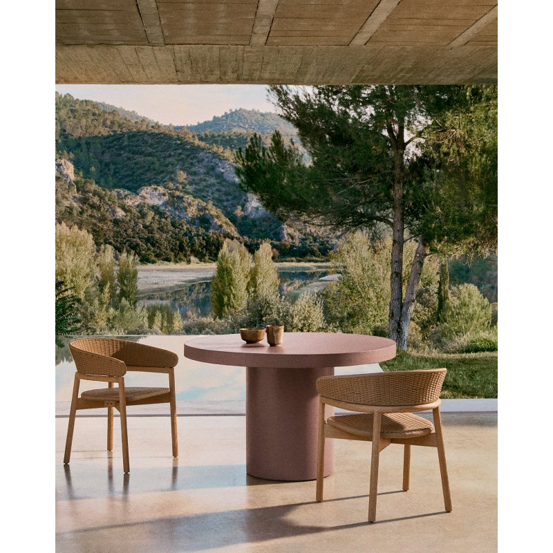 Chaise Arinella en bois d’acacia avec finition ton naturel et corde beige