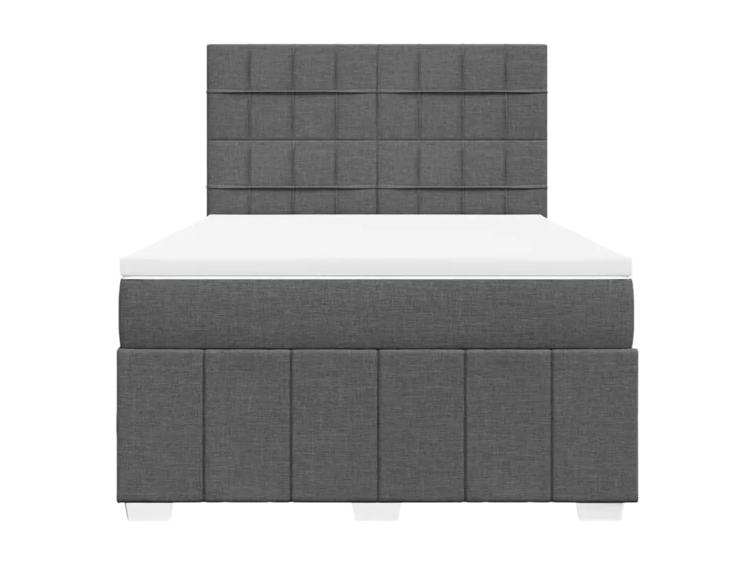 Sommier à lattes de lit avec matelas Gris foncé 140x190cm Tissu