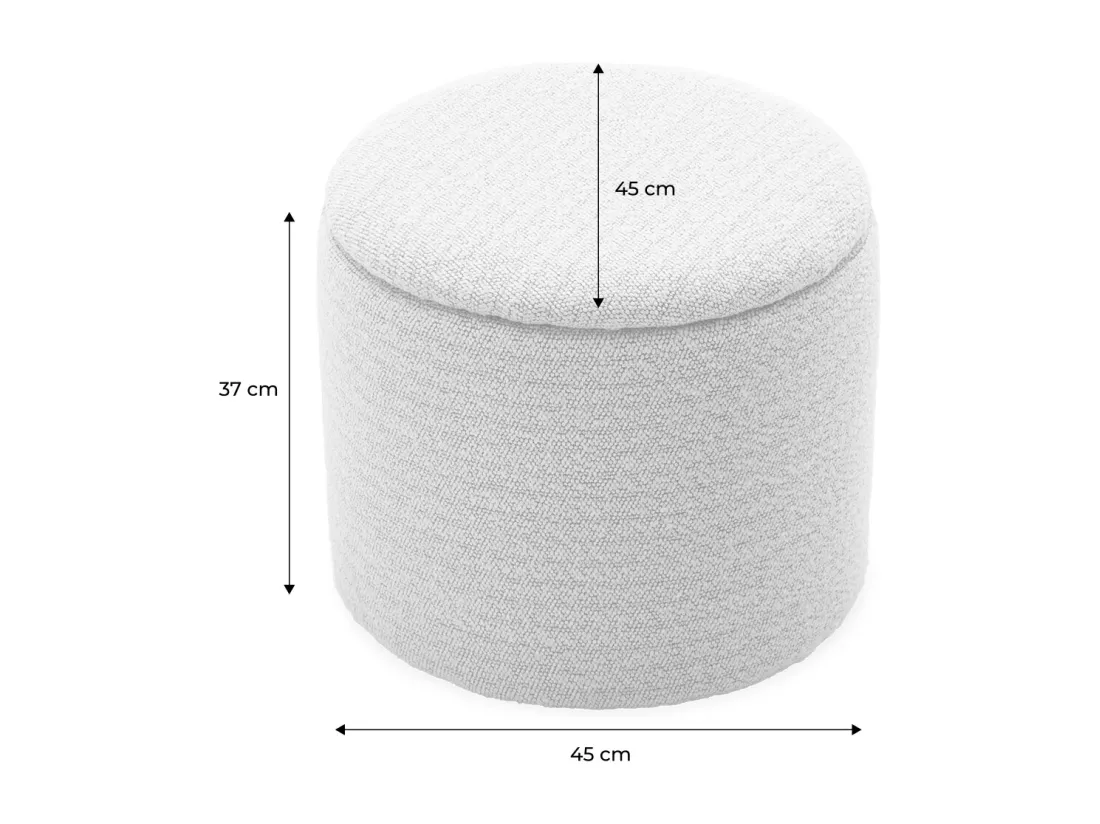Pouf blanc en tissu avec rangement pour coussins ou plaids