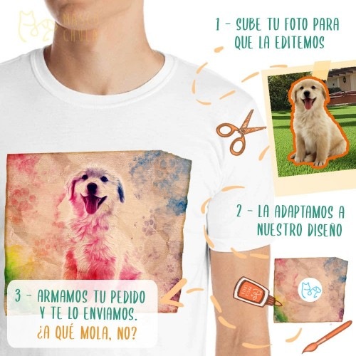 Camiseta masculina Mascochula de lona personalizada com a foto do seu animal de estimação, cinza escuro.