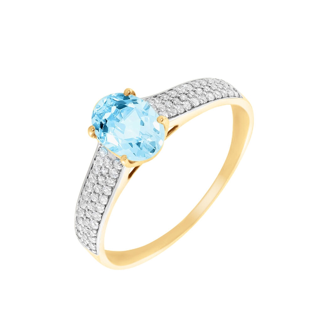 Bague Solitaire Crista Or Jaune Topaze Et Oxyde