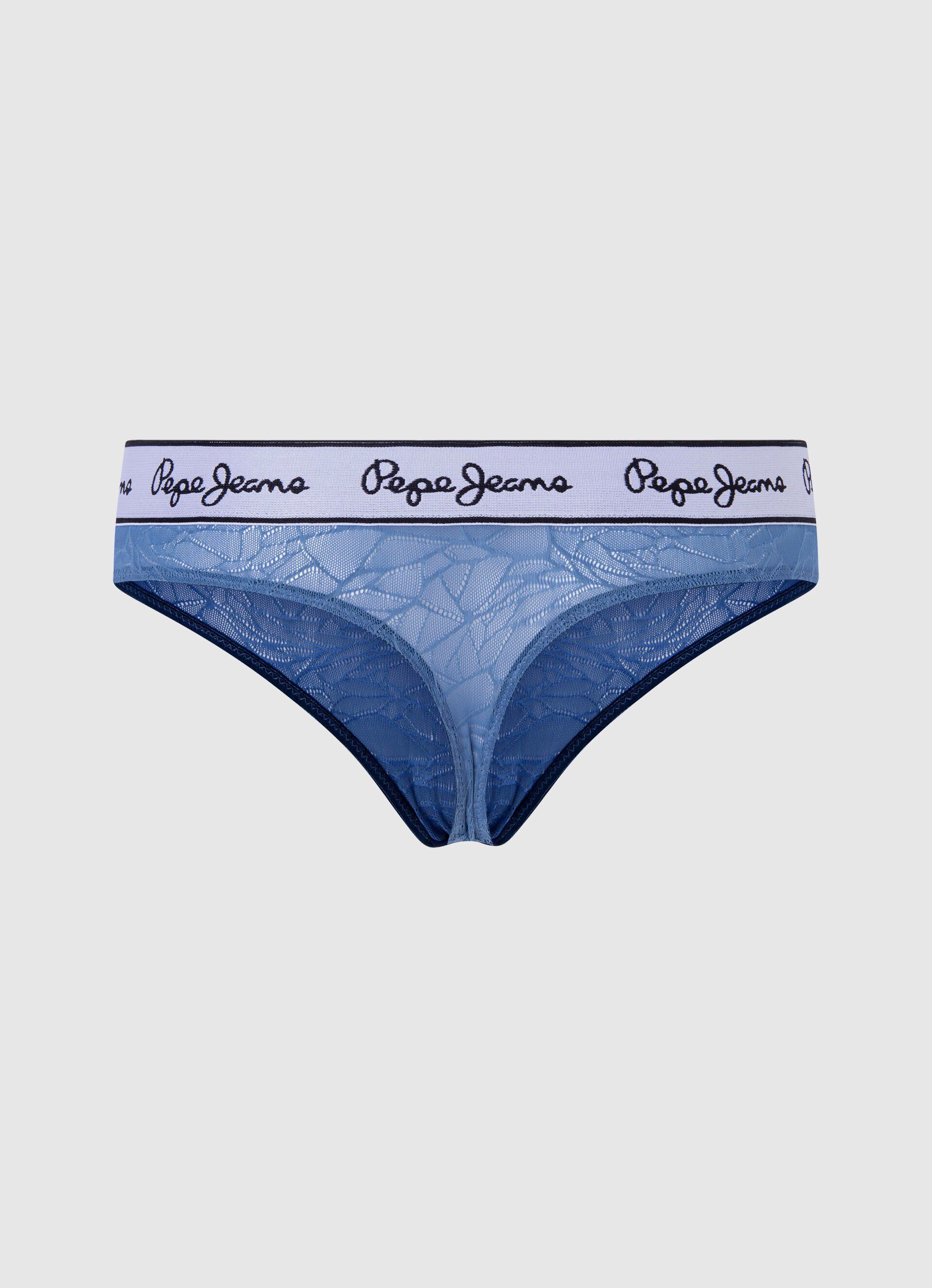 Calcinha fio dental de tela - azul dulwich