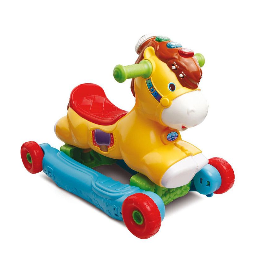 Cheval porteur à effets sonores P'tit Galop, mon poney basculo - Ecru
