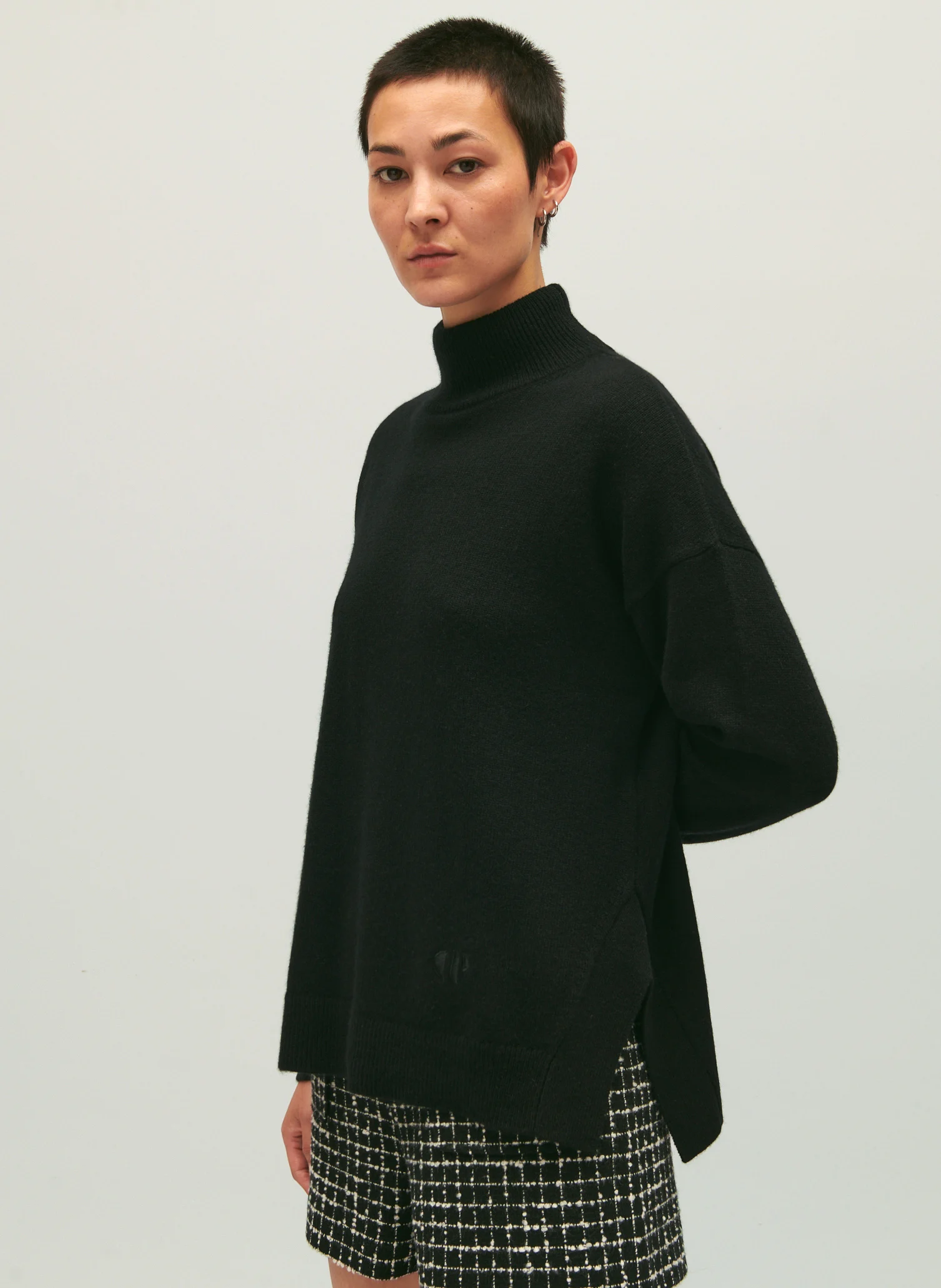 Pull col montant en cachemire| Noir