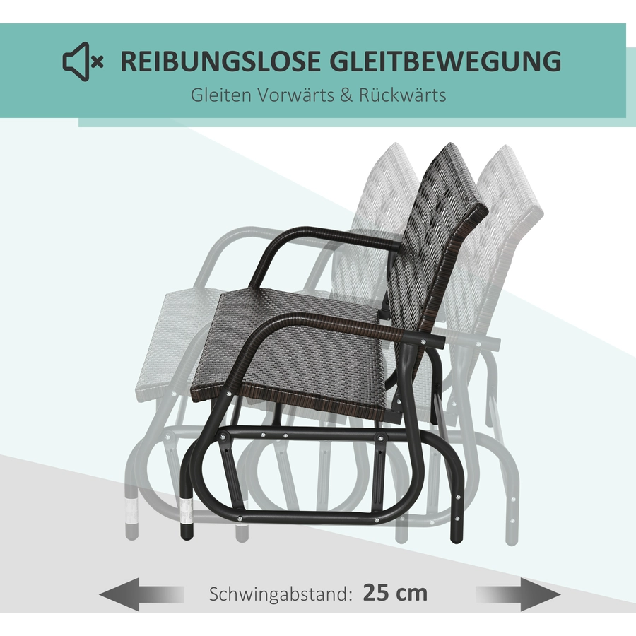 Outsunny Schaukelbank mit 2-in-1-Design braun