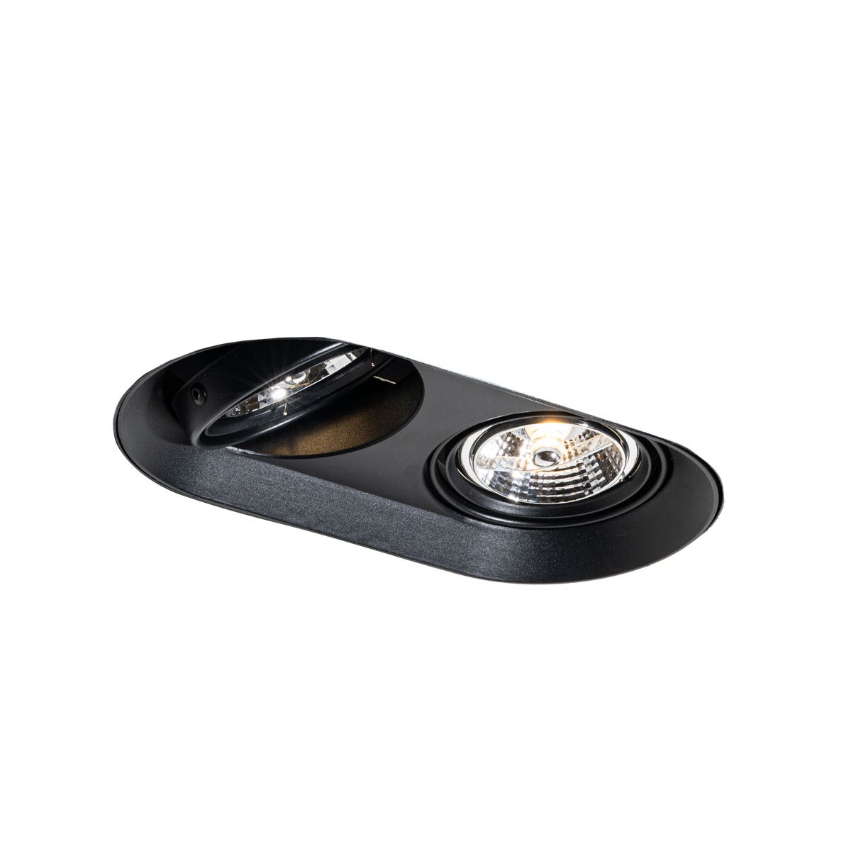 Set van 6 Afgeronde inbouwspot zwart GU10 70mm 2-lichts - Hubs