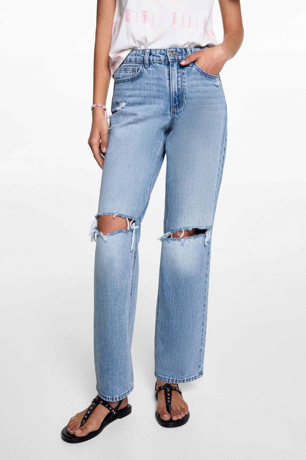 MANGO TEEN straight leg jeans changeant blauw