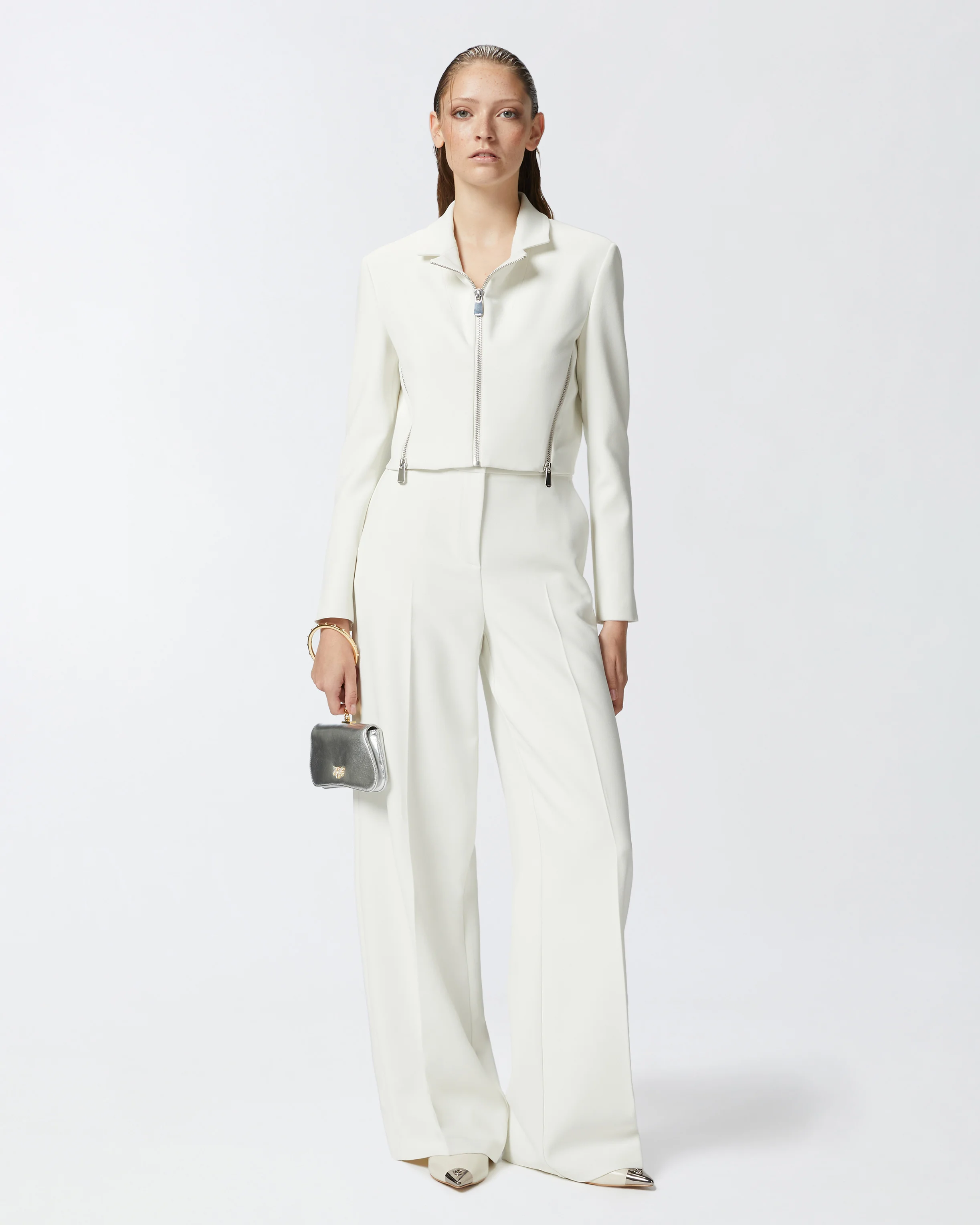 Veste courte avec fermeture zippée | Blanc