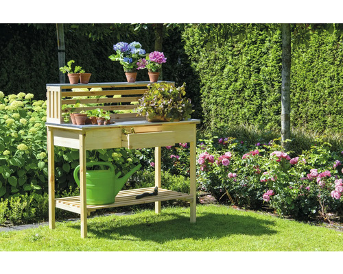 dobar XXL plantentafel met lade 117 x 62 x 124 cm grenen