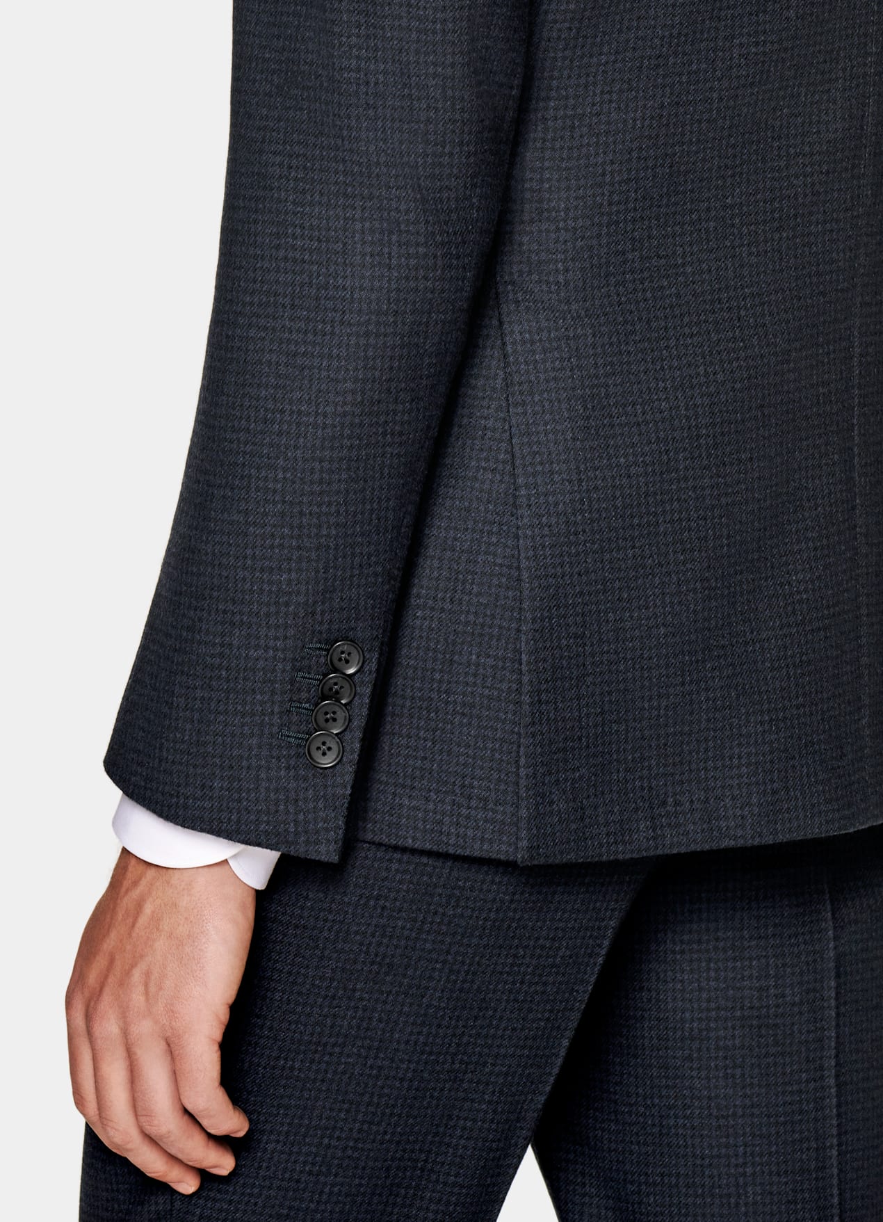 Costume trois pièces Havana coupe Tailored bleu marine pied-de-poule