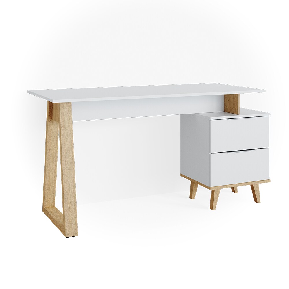 VICCO Schreibtisch Nautica Computertisch Büro PC Arbeitszimmer weiß Eiche Skandi