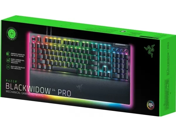 Razer BlackWidow V4 Pro - Tastatur - backlit - USB - QWERTY - USA - tastkontakt: Razer Yellow