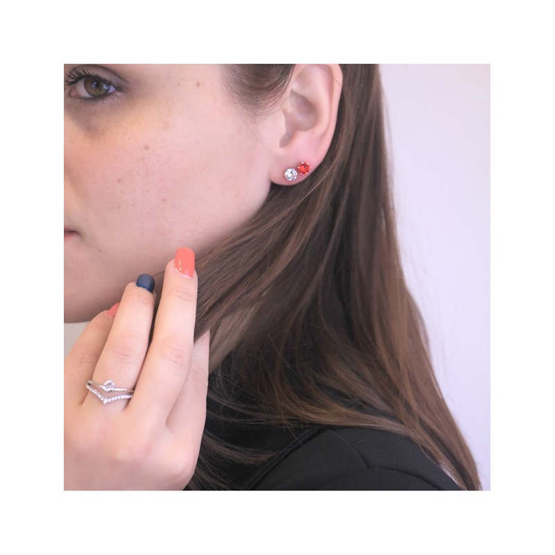 Boucles d'oreilles Birth Stone Juillet - Argenté et Rouge