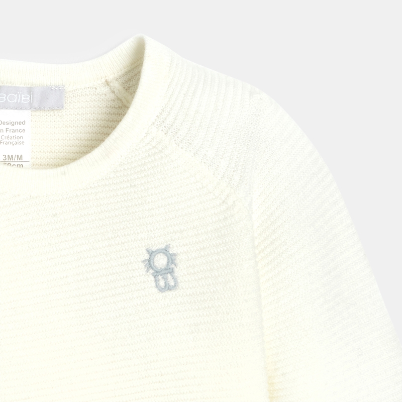 Brassière tricot côtelé coton bio blanc naissance