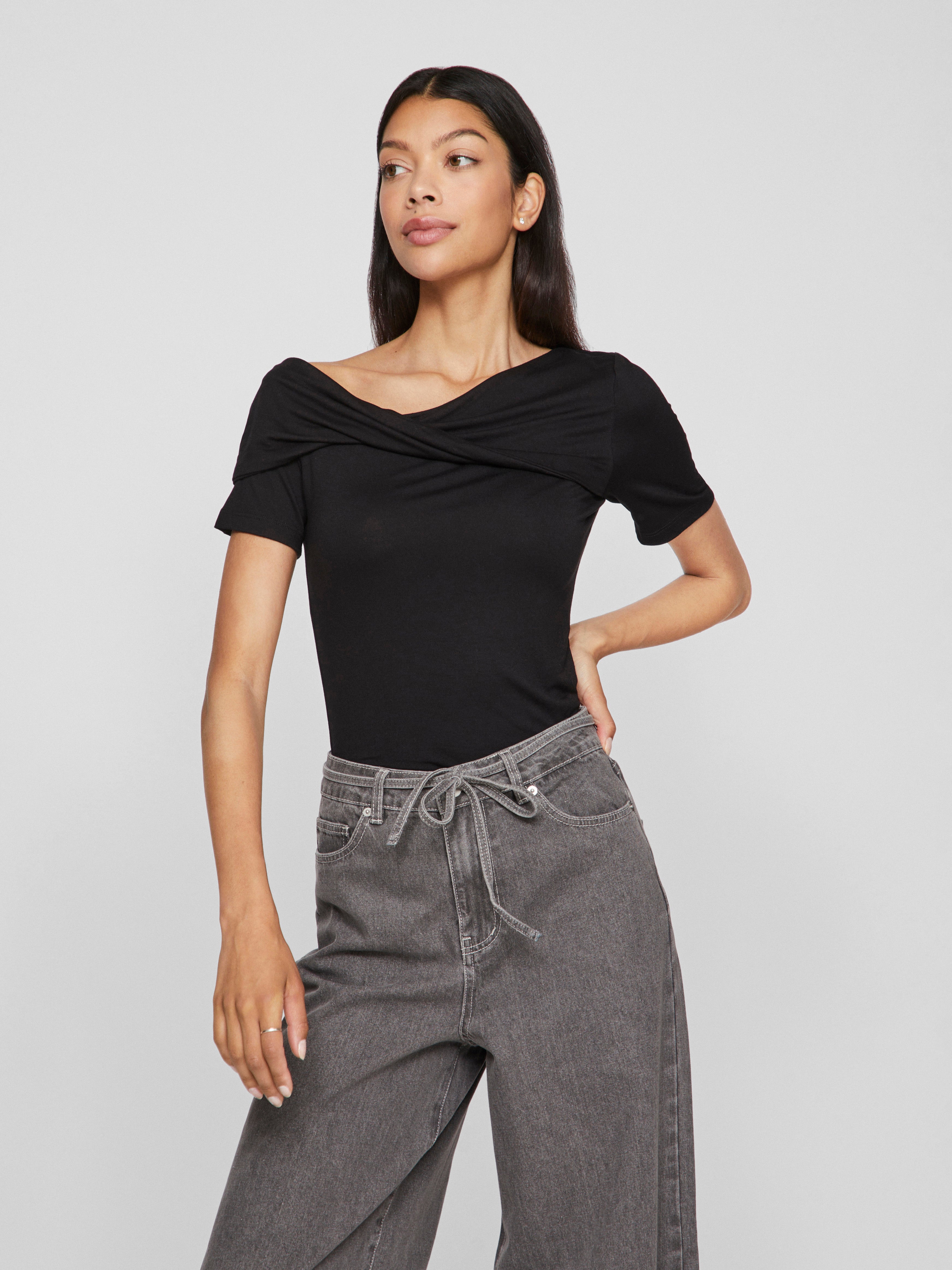 Vila  Visuri Twist top - Black Beauty