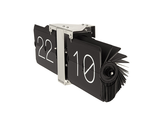 Flip clock No Case black, chrome stand