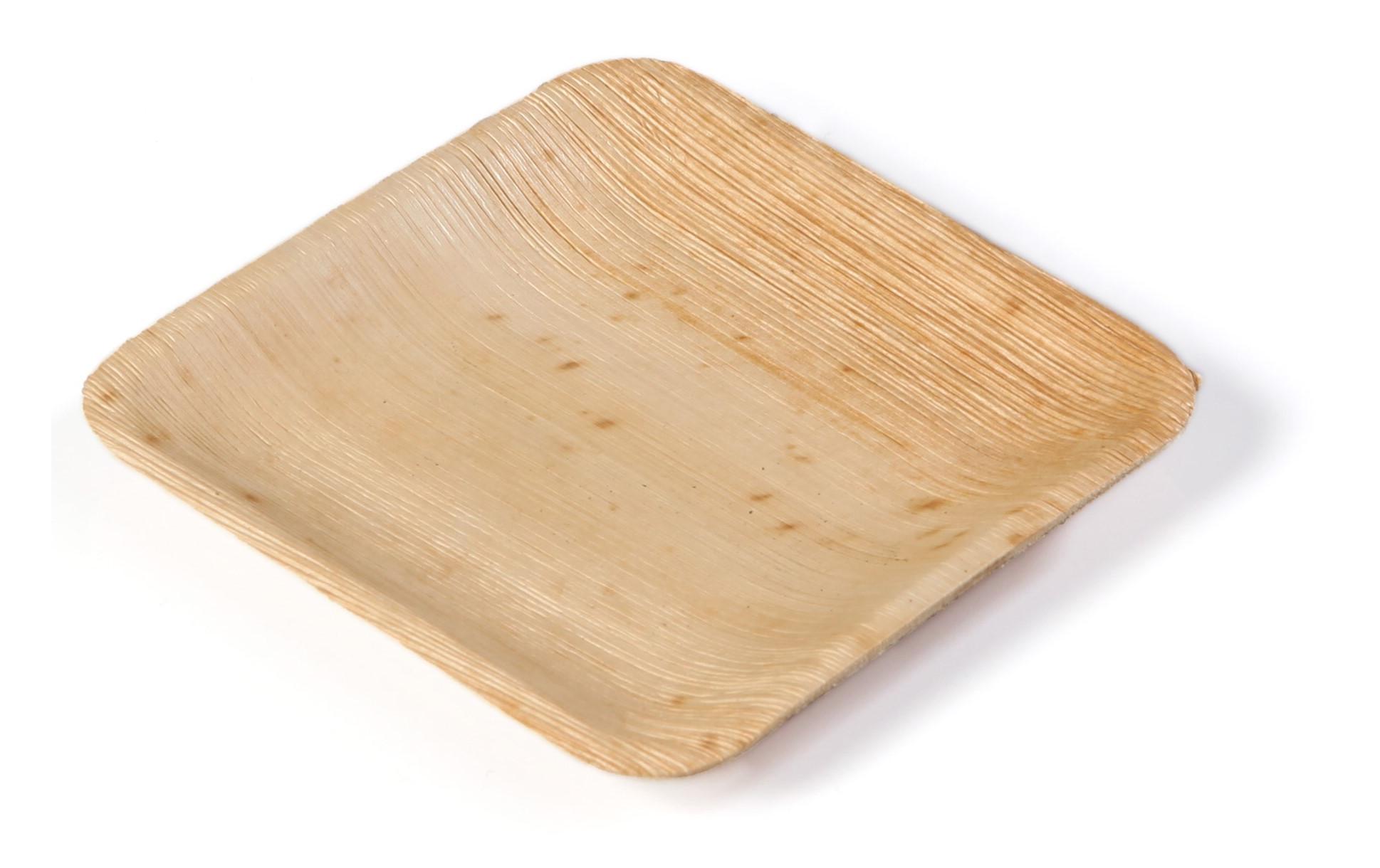 Einwegteller Palm 11 cm x 11 cm, 20 StückViereckiger Einweg-Teller