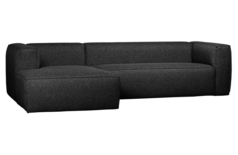 WOOOD Bean bank met chaise longue links lichtgrijs gemeleerd