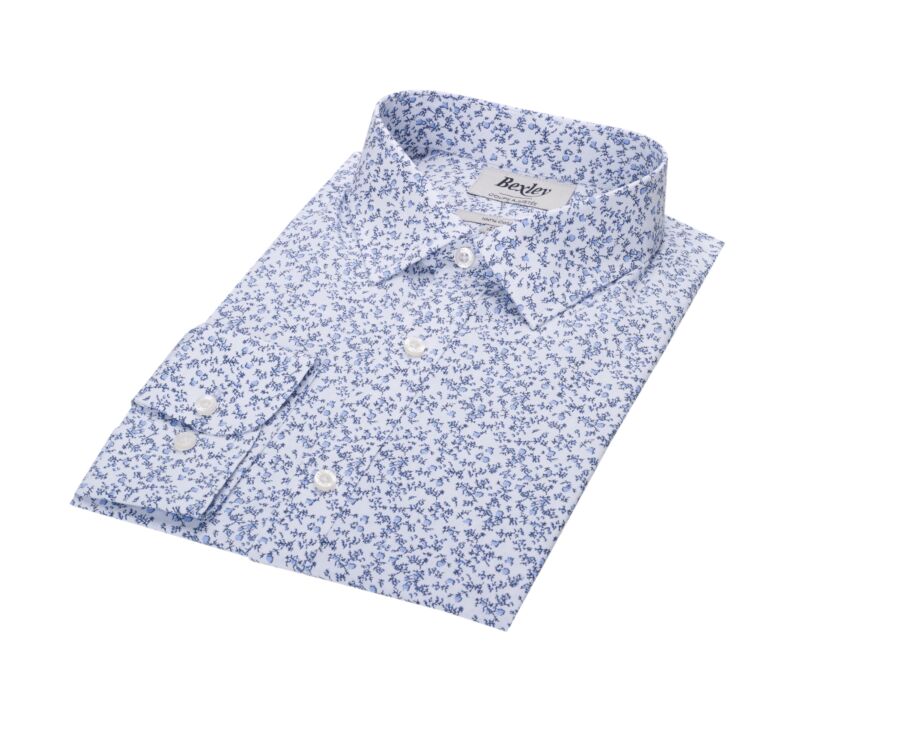 Chemise blanche homme à imprimé fleuri bleu ciel - ELDORIC