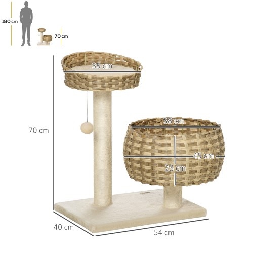 Árvore para gatos PawHut tamanho médio com cama superior