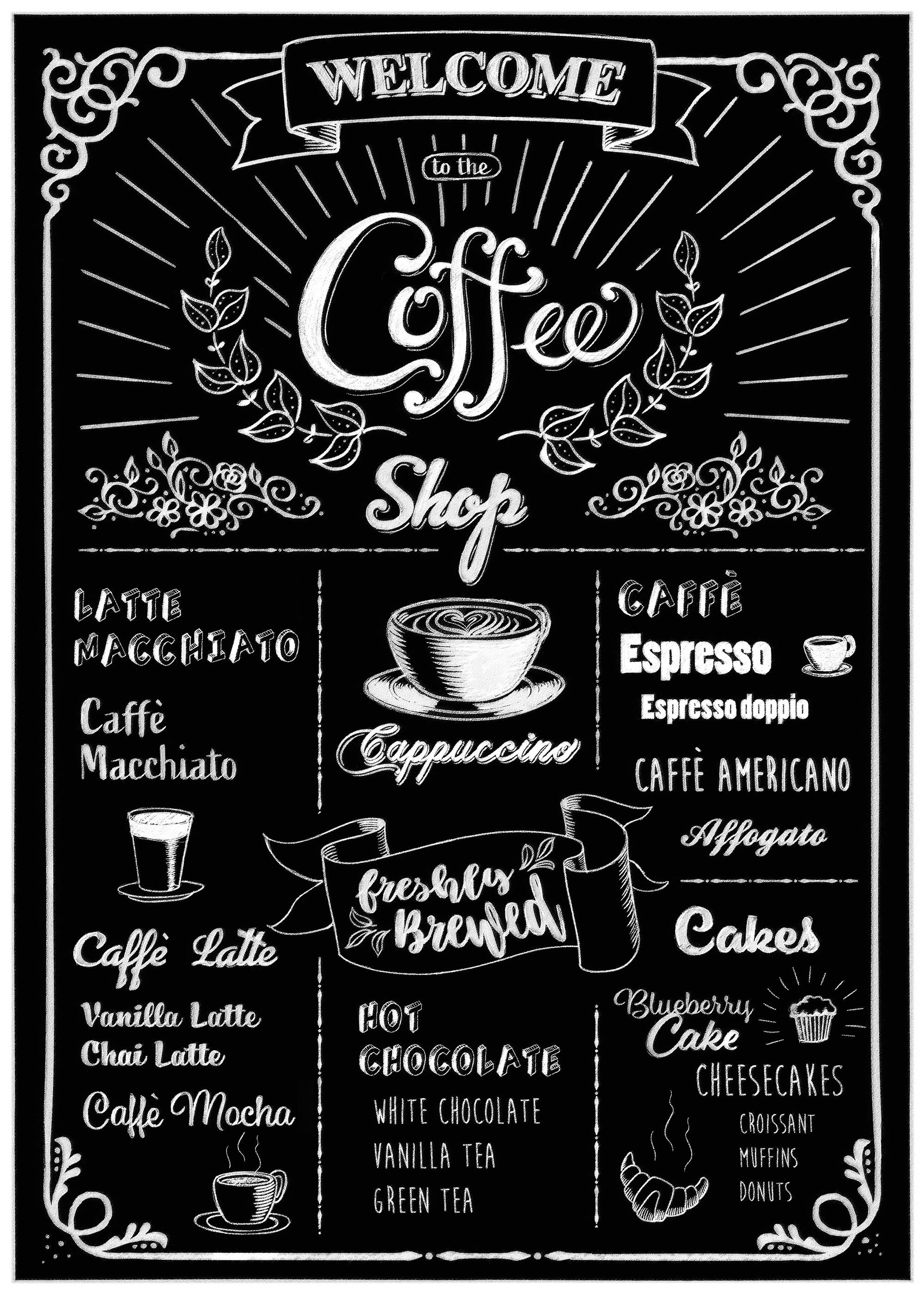 Komar Wandtattoo »Coffeeshop - Grösse 50 x 70 cm« selbstklebend, Wandsticker
