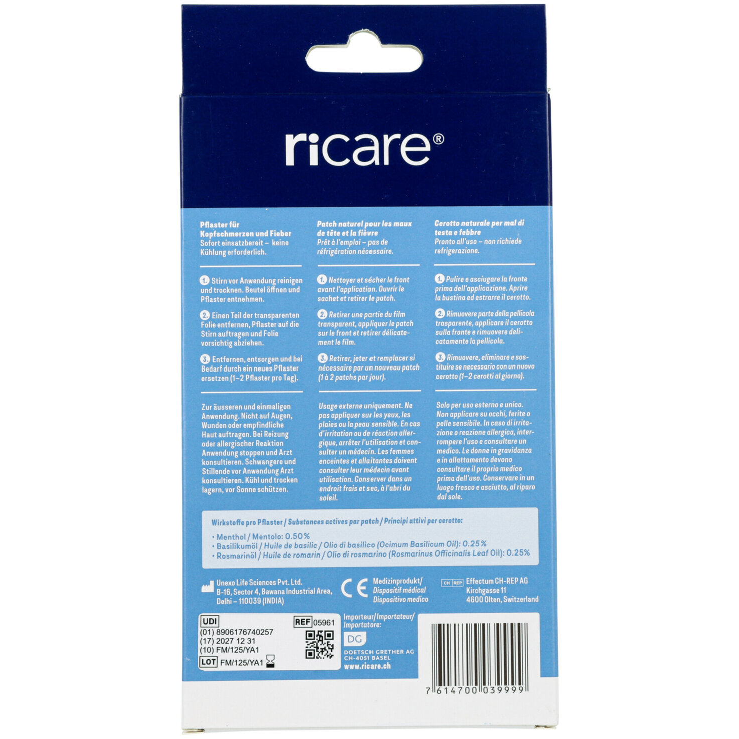 ricare Head Relief Kühlpflaster