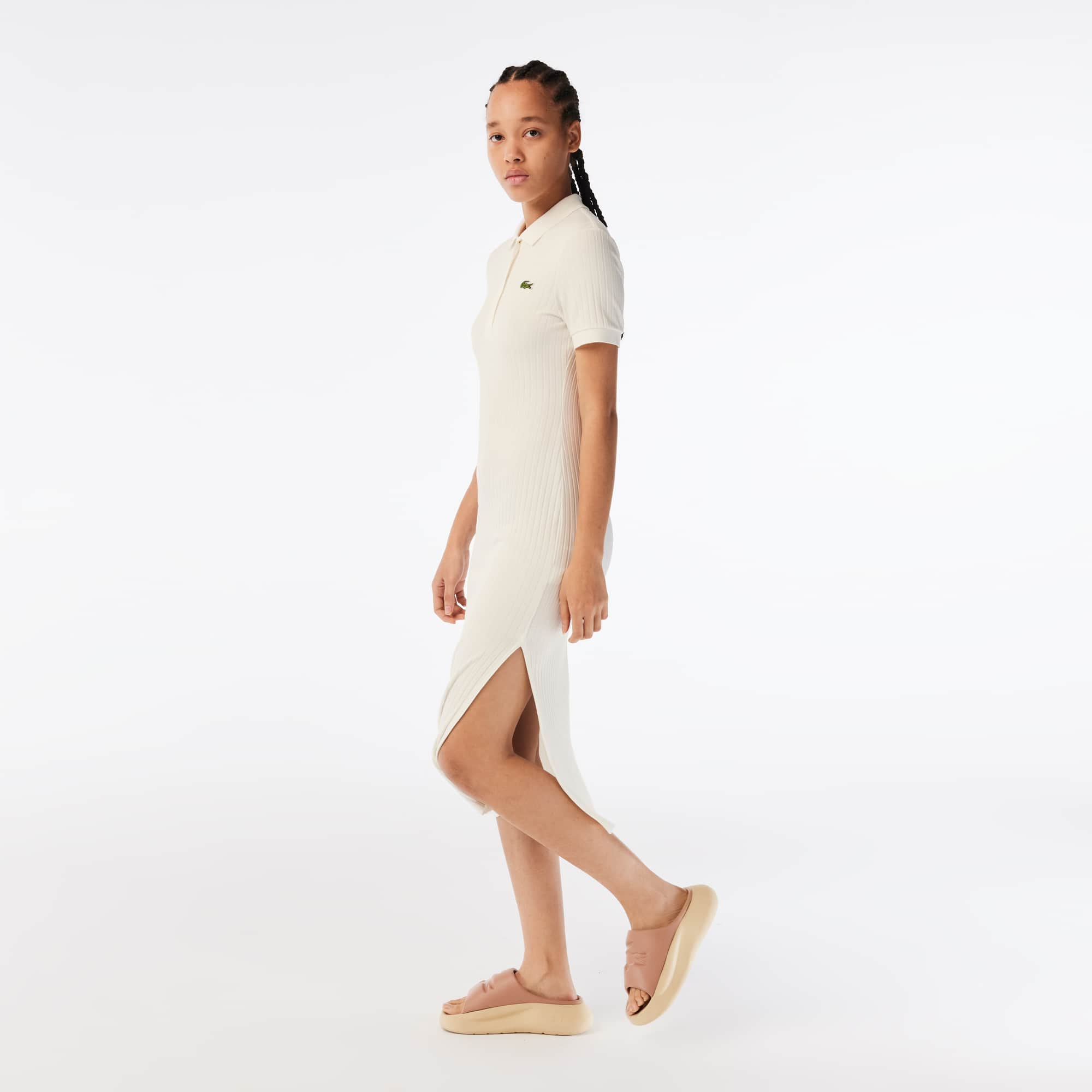 Robe longue esprit polo femme Lacoste Robes & Jupes - Blanc - Lacoste - Femme