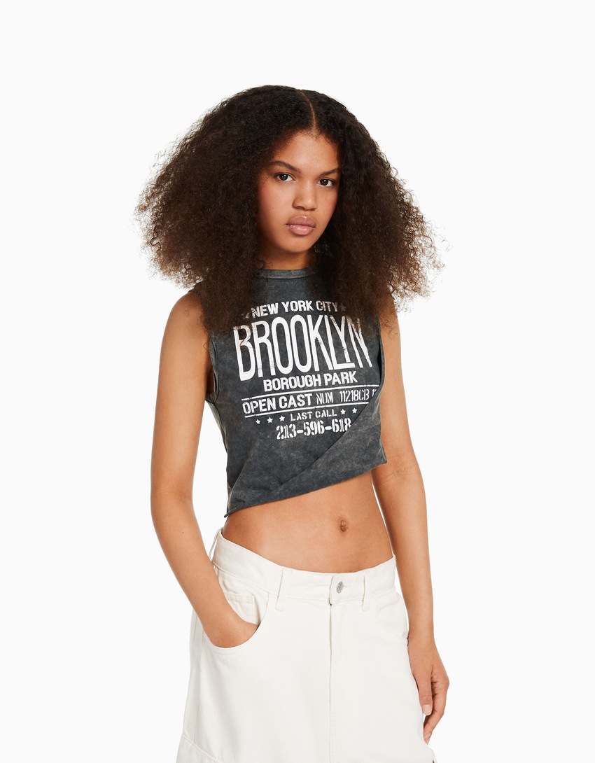 Camiseta sem mangas com estampa do Brooklyn