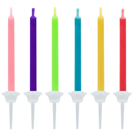 Idena Partykerzen - 12er Set, bunte Flamme, mehrfarbig
