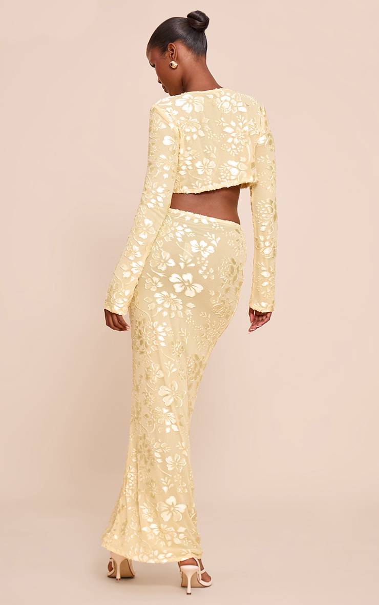 Butter Yellow Jupe Longue Transparente À Motif Floral
