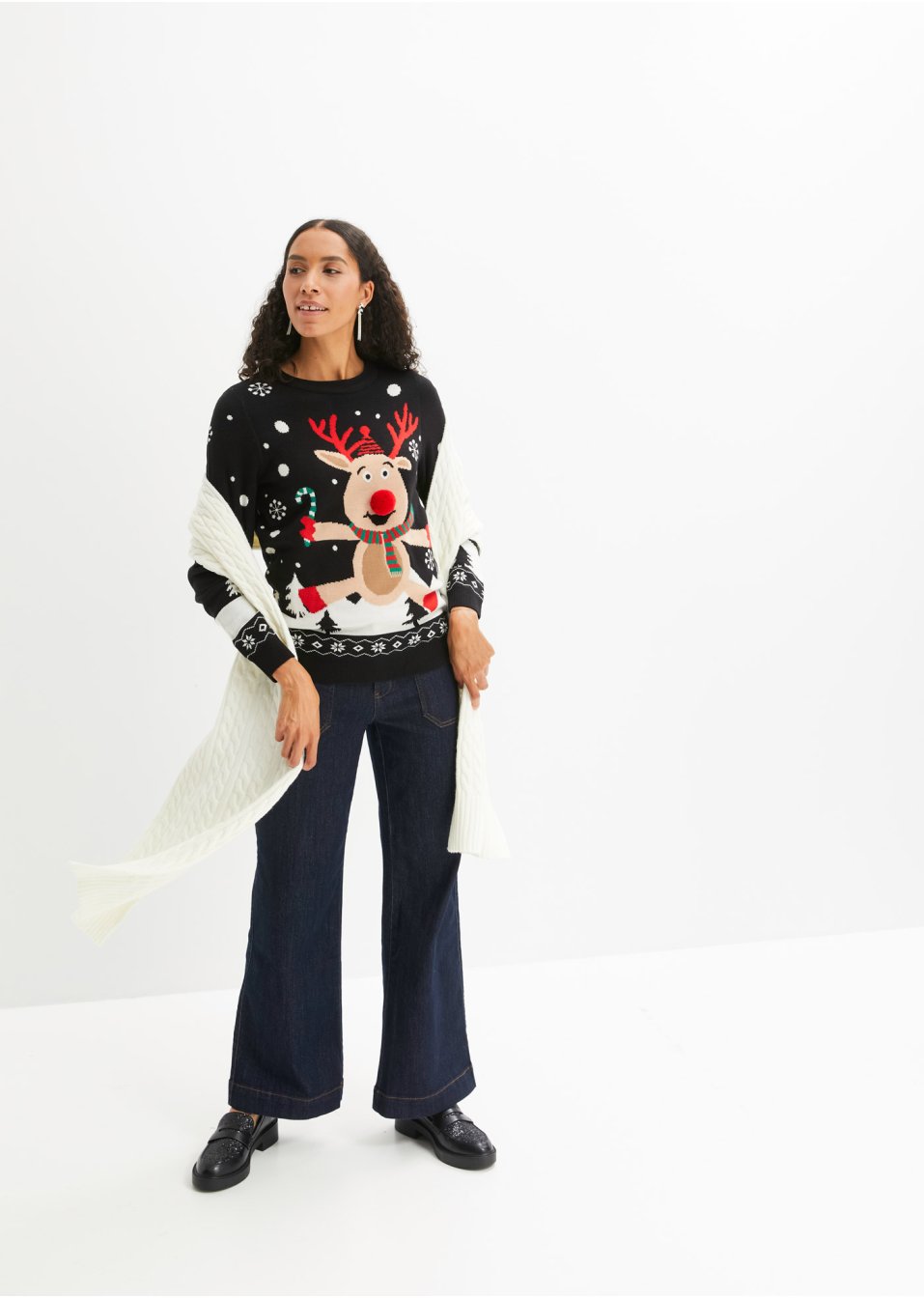 Pull motif Noël avec encolure ronde