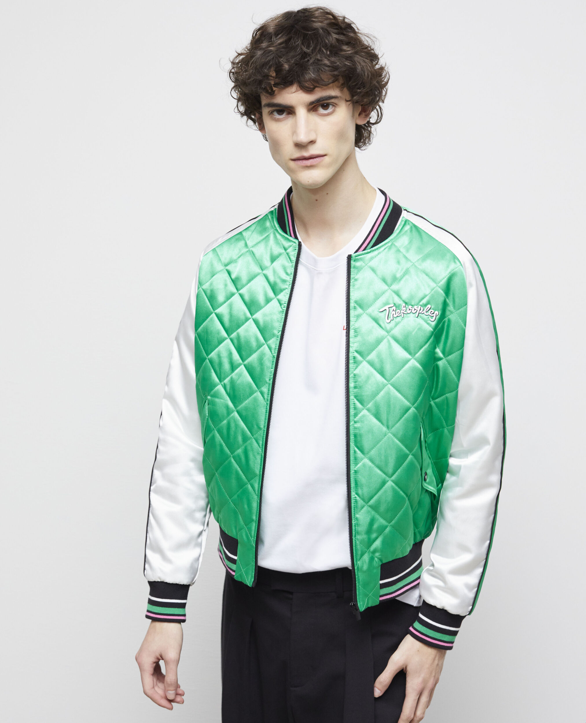 Blouson Teddy bicolore avec broderies