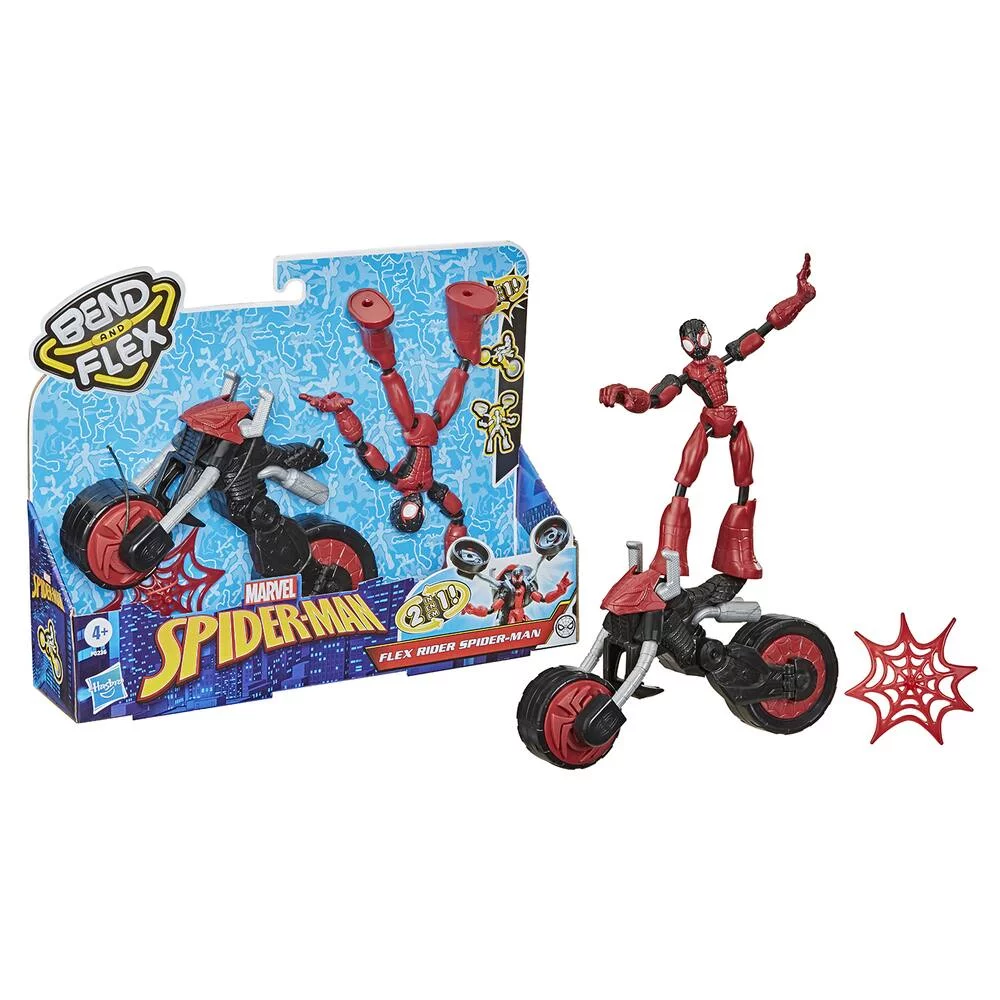 FIGURINE 15 CM SPIDERMAN BEND AND FLEX VEHICULE