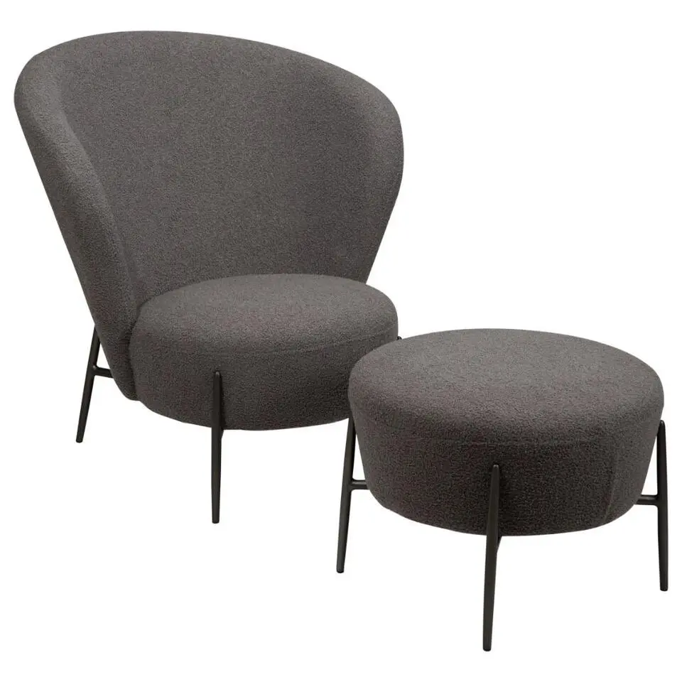 Hioshop Orbit Dan-Form fauteuil bouclé grijs