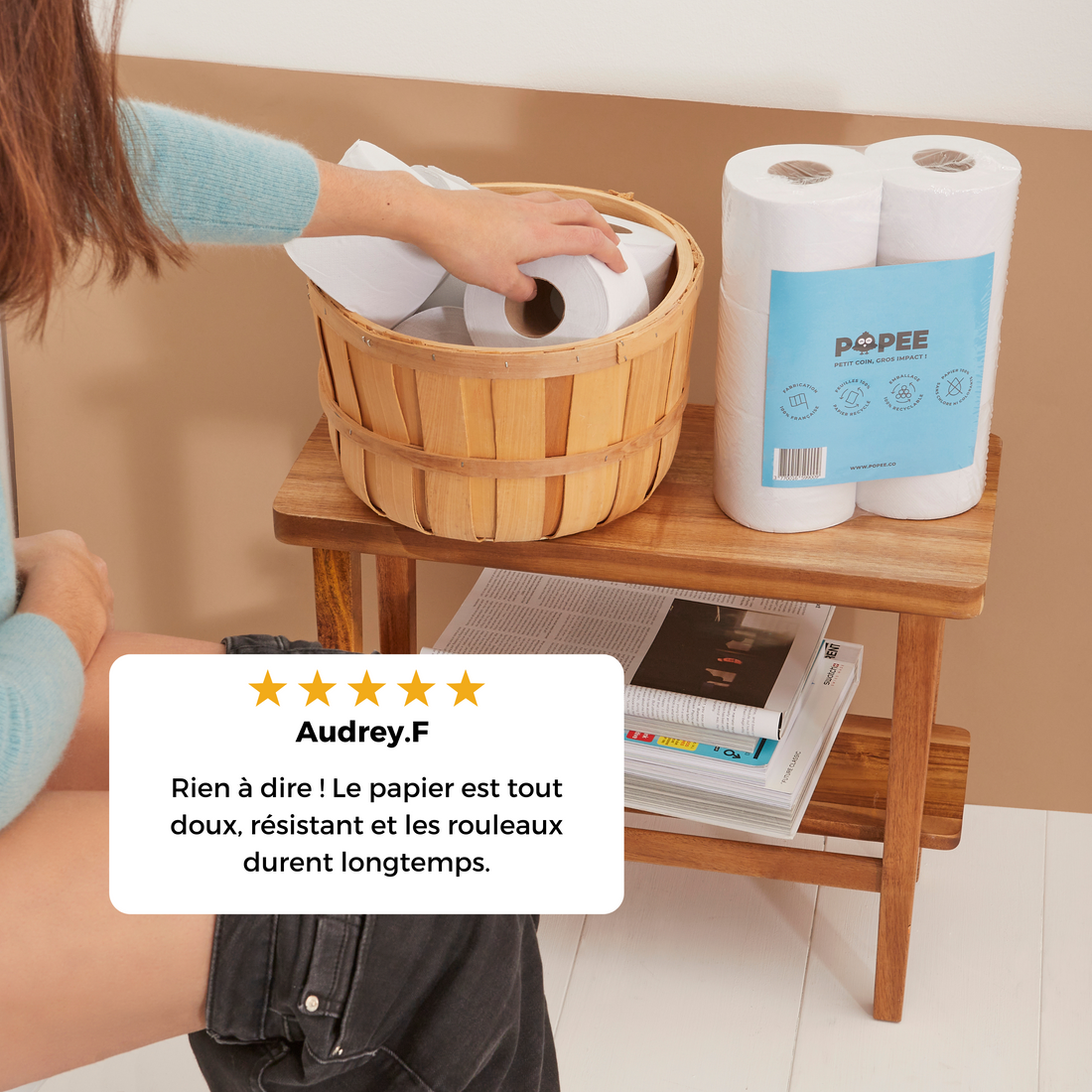 Votre papier toilette tout doux, 100 % recyclé, fabriqué en France 🇫🇷